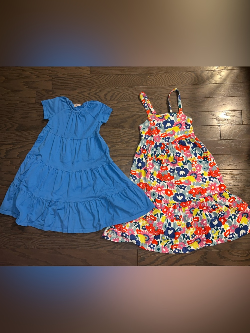 Hanna Andersson Blue Tiered Dress & Multicolor Floral Sundress Set